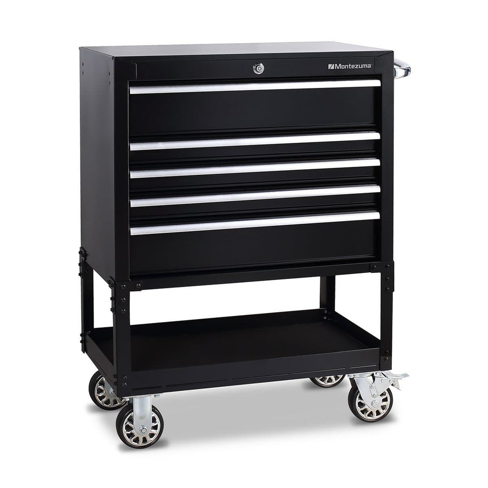 Montezuma Tool Box Rolling 30 Inch Utility Cart with 5 Drawers