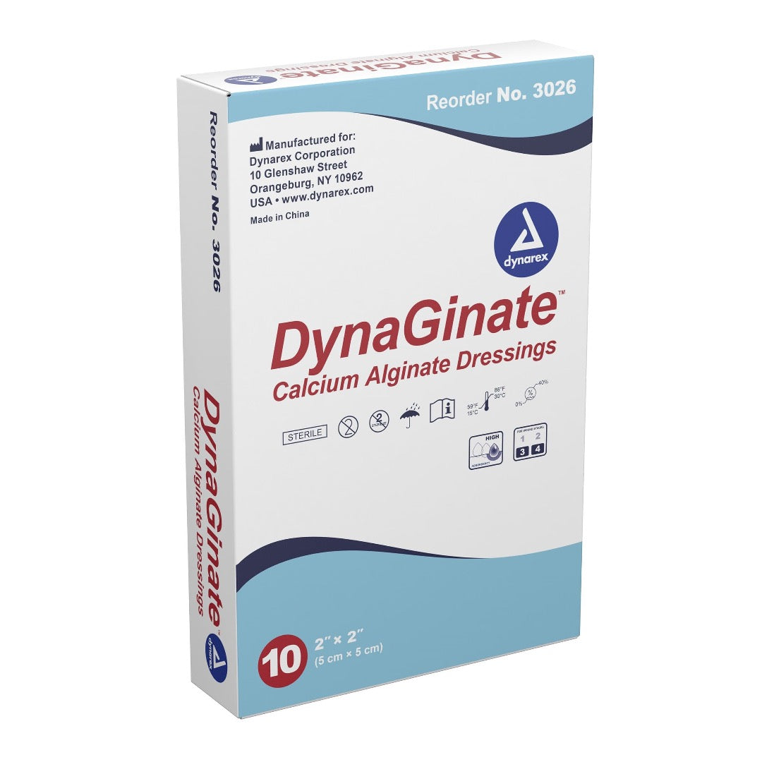 Dynarex DynaGinate Calcium Alginate Dressings - Turns to Fibrous Gel - Senior.com Gauze Dressings