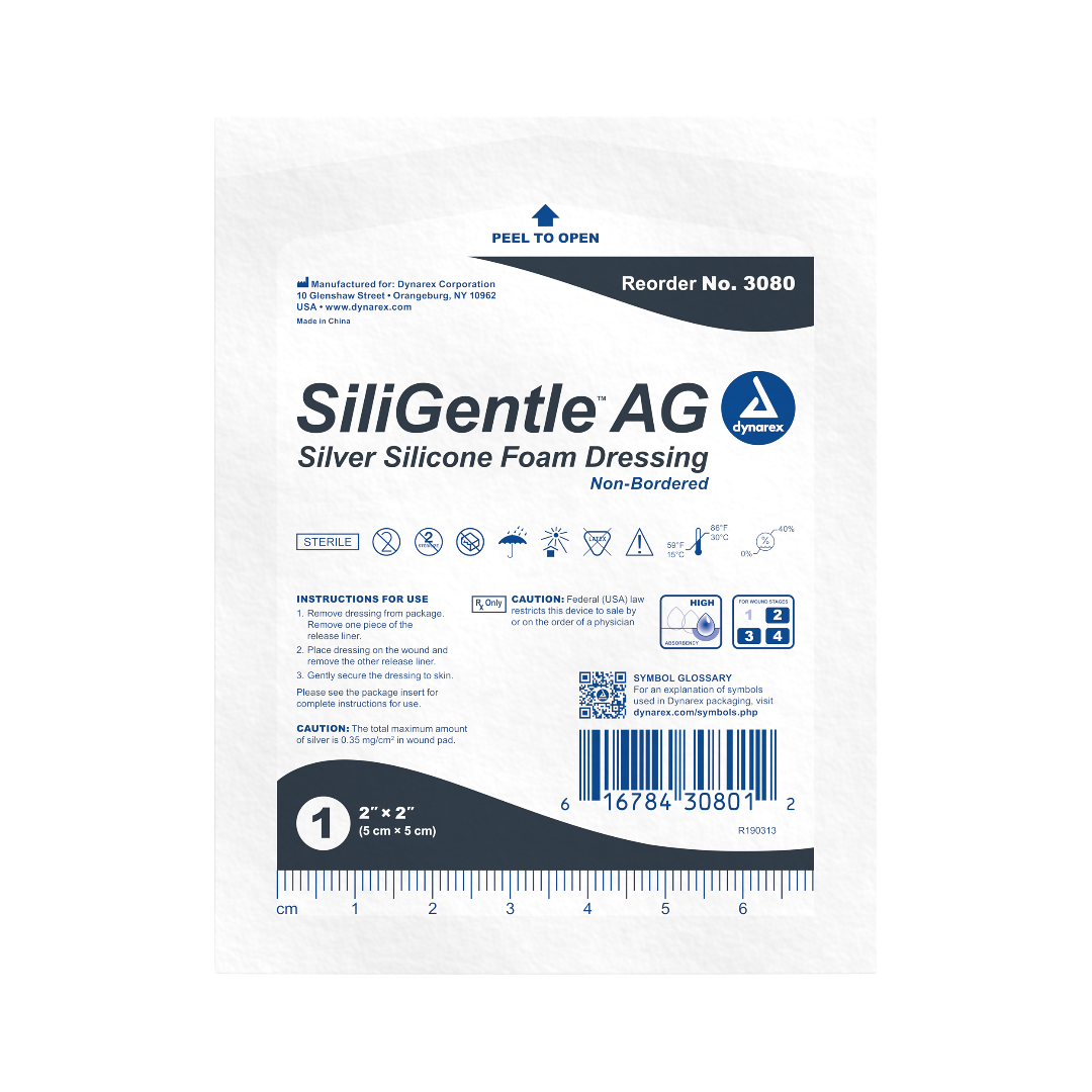 Dynarex SiliGentle AG Silver Silicone Foam Dressing - Senior.com Foam Dressings