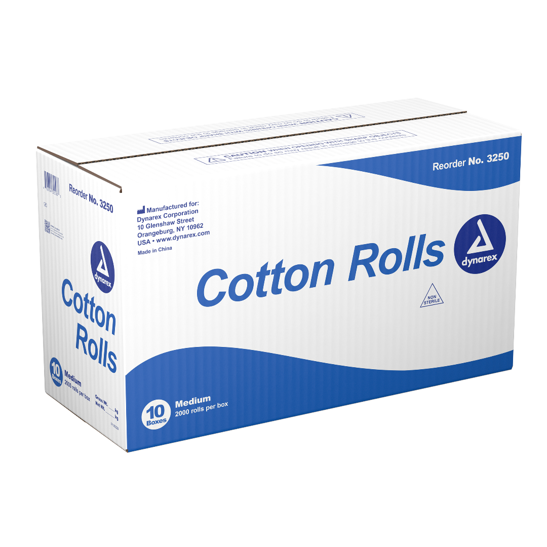 Dynarex Dental Cotton Rolls #2 Med - Box of 2000 - Senior.com Cotton Rolls