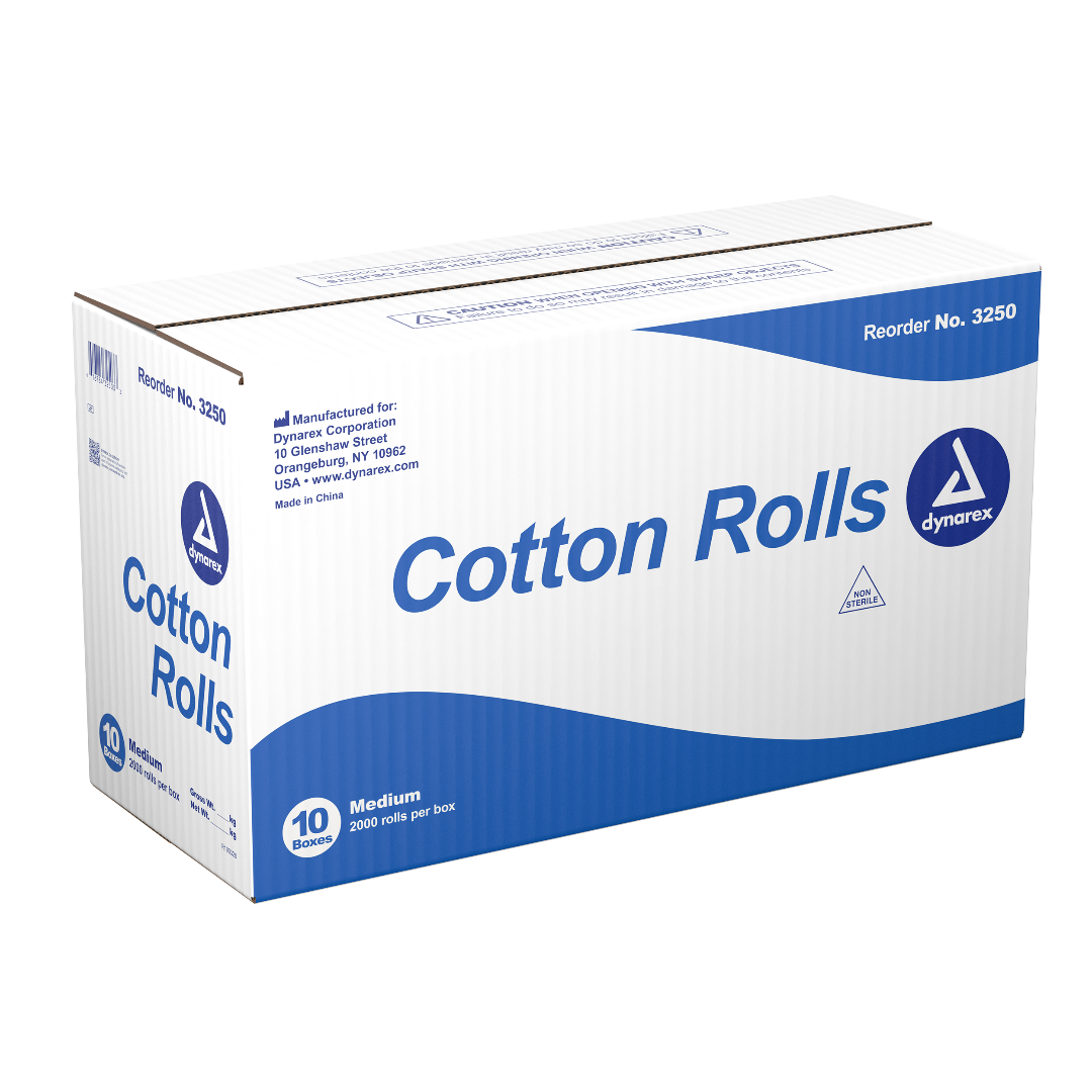 Dynarex Dental Cotton Rolls 2 Med Box of 2000