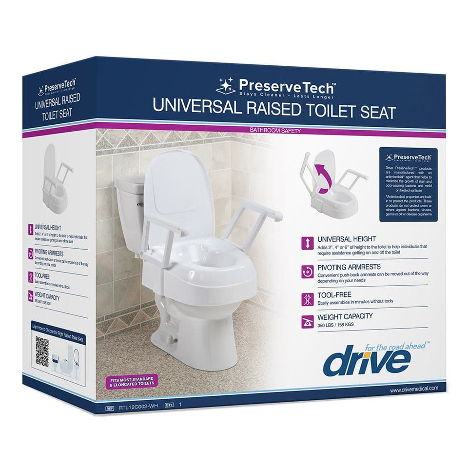 Drive Medical PreserveTech™ Universal Raised Toilet Seat with Arms