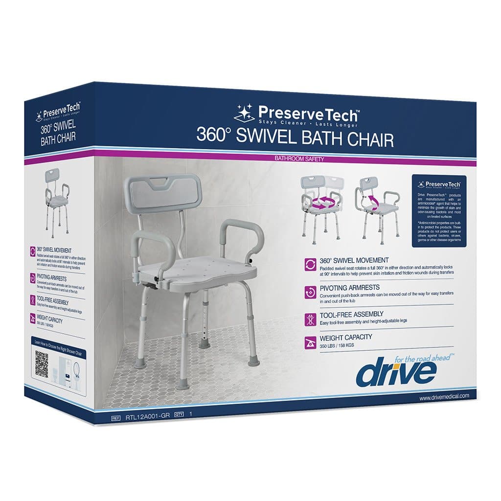 Drive Medical PreserveTech™ 360° Swivel Bath Chair For Safe Transfer - Senior.com Shower Chairs