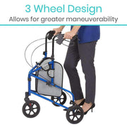 Vive Health Lightweight Folding 3 Wheel Rollator with Storage - Senior.com Rollators