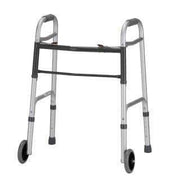 Nova Medical 2-Button Folding Walker with 5" Wheels - Small Adult - Senior.com walkers