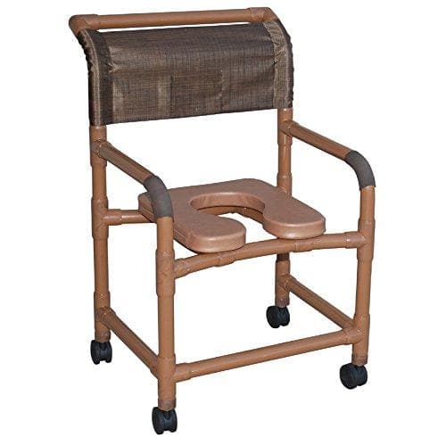 MJM International Wood Tone 22" Wide Shower Chair with Soft Seat - Senior.com Shower Chairs