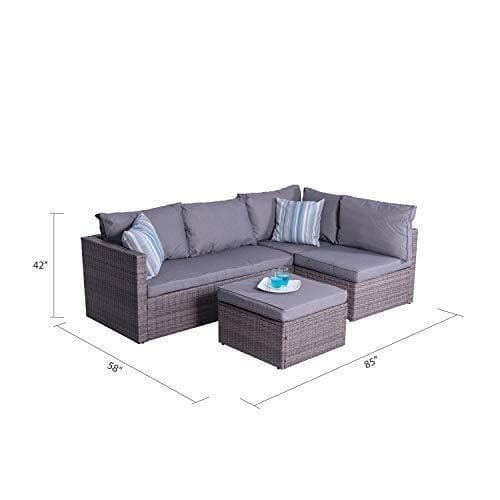 Vifah Outdoor/Indoor Cyrus 4-Piece Cushioned Compact Sectional Sofa Set - Senior.com Outdoor Furniture Sets