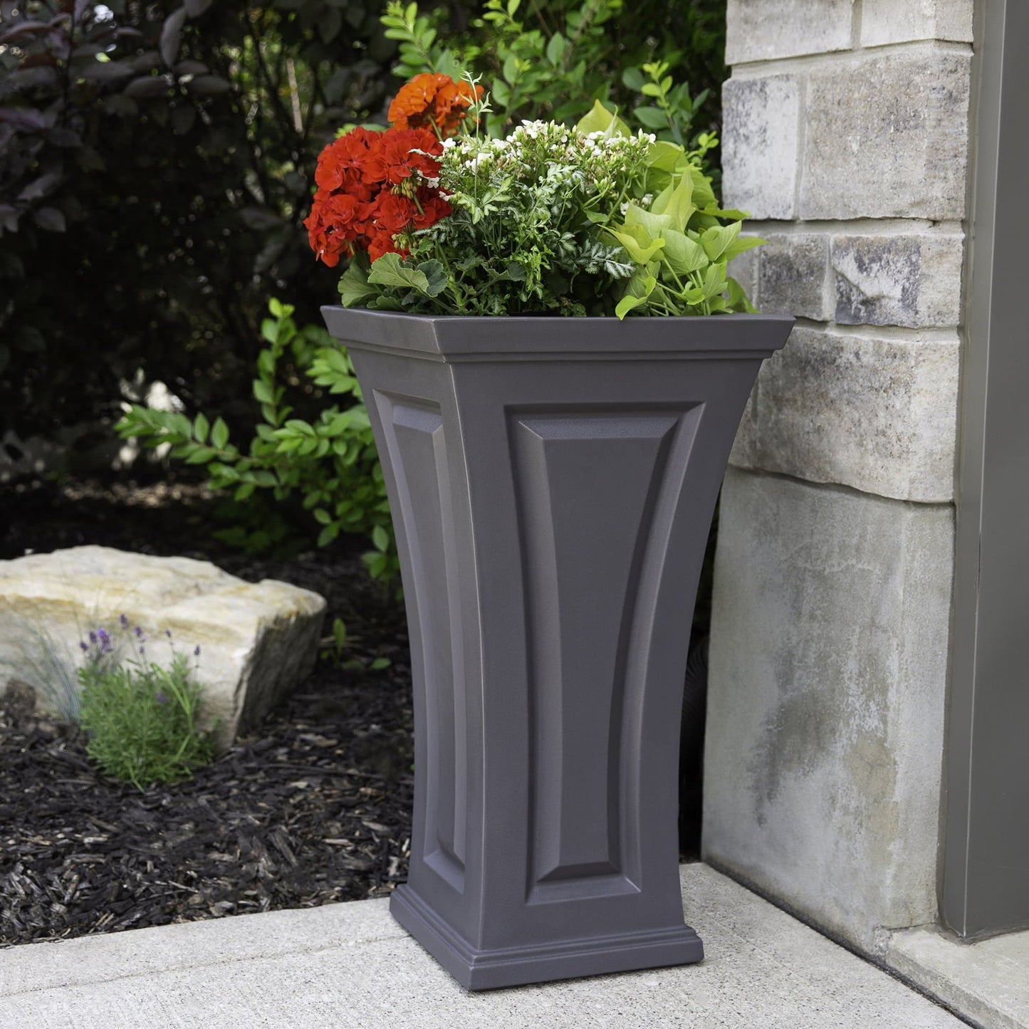 Mayne Modern Cambridge Tall Planters - 16" x 28" - Heavy Duty Construction - Open Box - Senior.com Planters