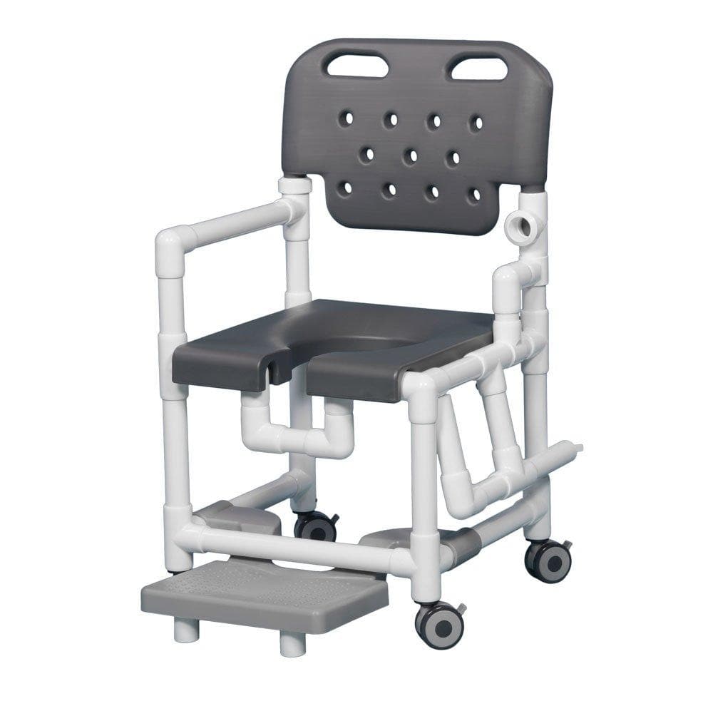 IPU Elite Rolling PVC Shower Chair Commode w Footrest Left Drop Arm