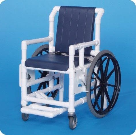 IPU Shower Access Transport Wheelchair Chair with Deluxe Flat Seat & Footrest - Senior.com PVC Shower Chairs