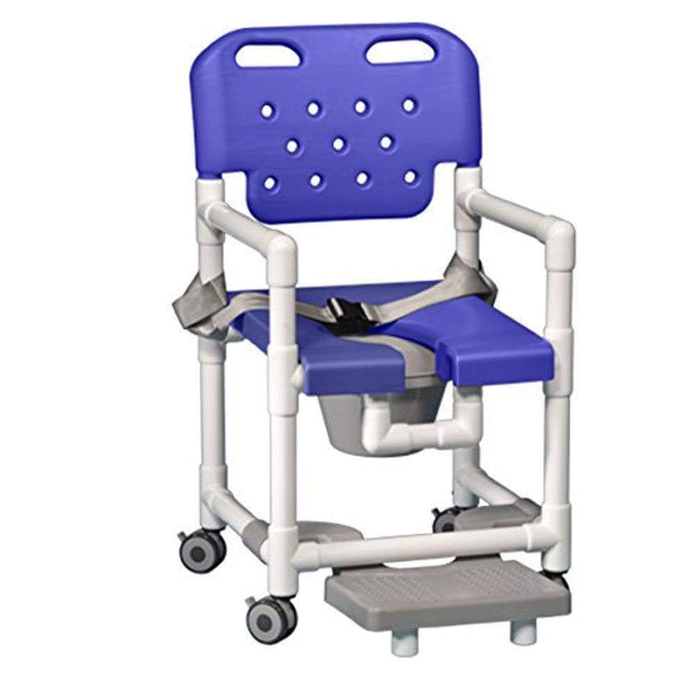IPU Elite PVC Shower Chair Commode with Footrest and Safety Belt - Open Box - Senior.com PVC Shower Chairs