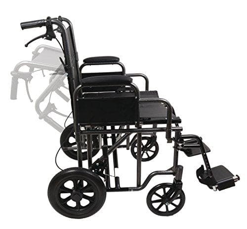 ProBasic Heavy Duty Bariatric 22 inch Transport Wheelchair with 12" Rear Wheels - Senior.com Transport Chairs