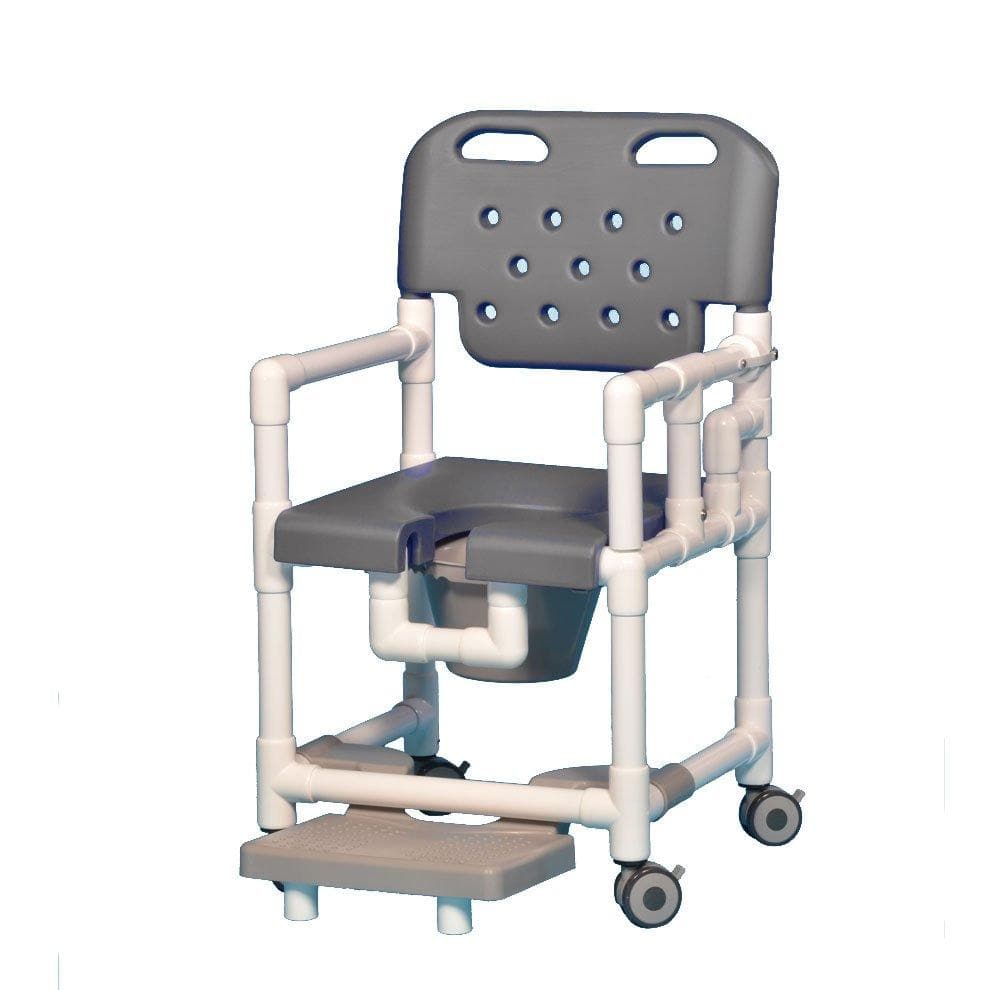 IPU Elite Rolling PVC Shower Chair Commode with Footrest and Left Drop Arm - Senior.com Commodes
