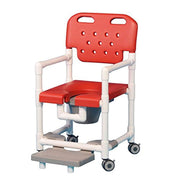 IPU Elite Rolling PVC Shower Chair Commode with Slide-Out Footrests - Senior.com PVC Shower Chairs
