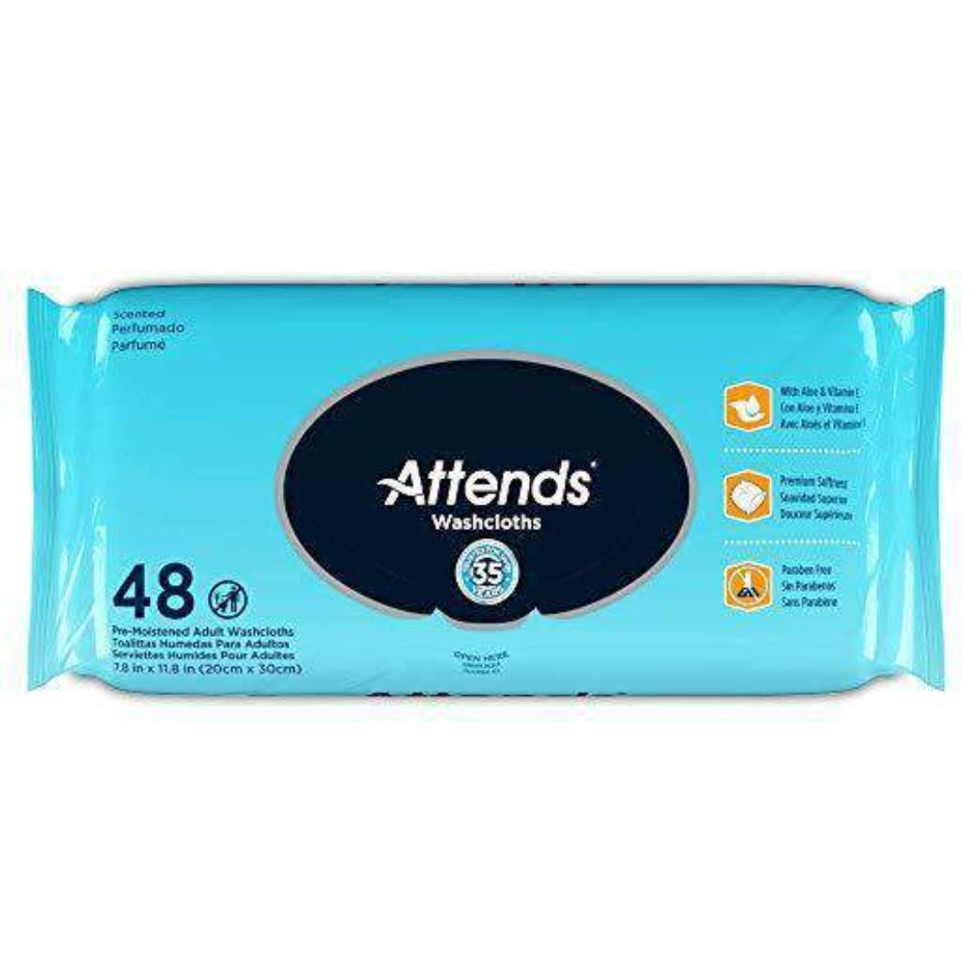 Attends Scented Hypoallergenic Washcloths for Adult Incontinence Care - Latex and Alcohol Free - Case - Senior.com Incontinence
