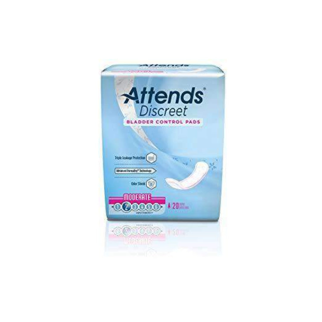 Attends Discreet Bladder Control Pads - Moderate Absorbency Liner Pads -Case of 200 - Senior.com Incontinence