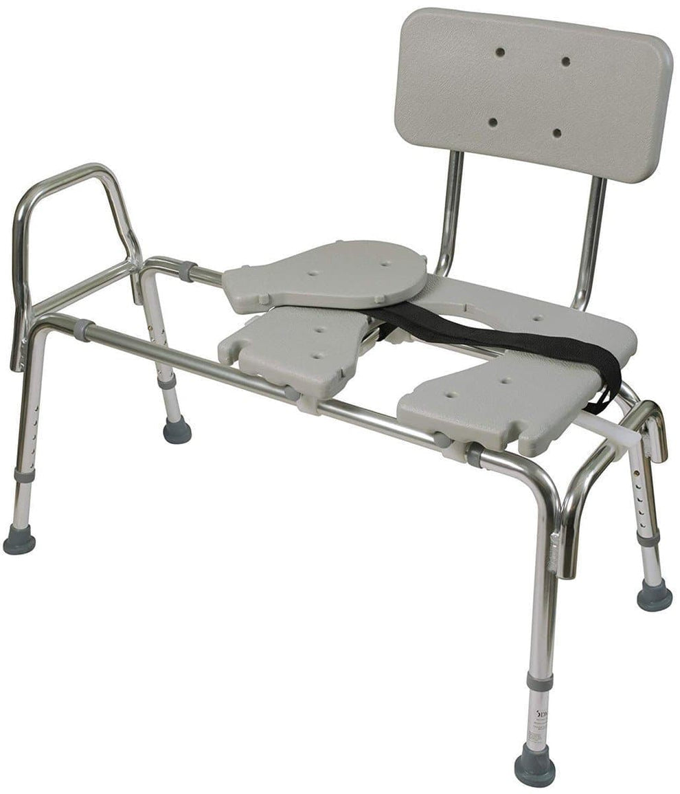 DMI sliding bariatric transfer shower bench with cut-out seat