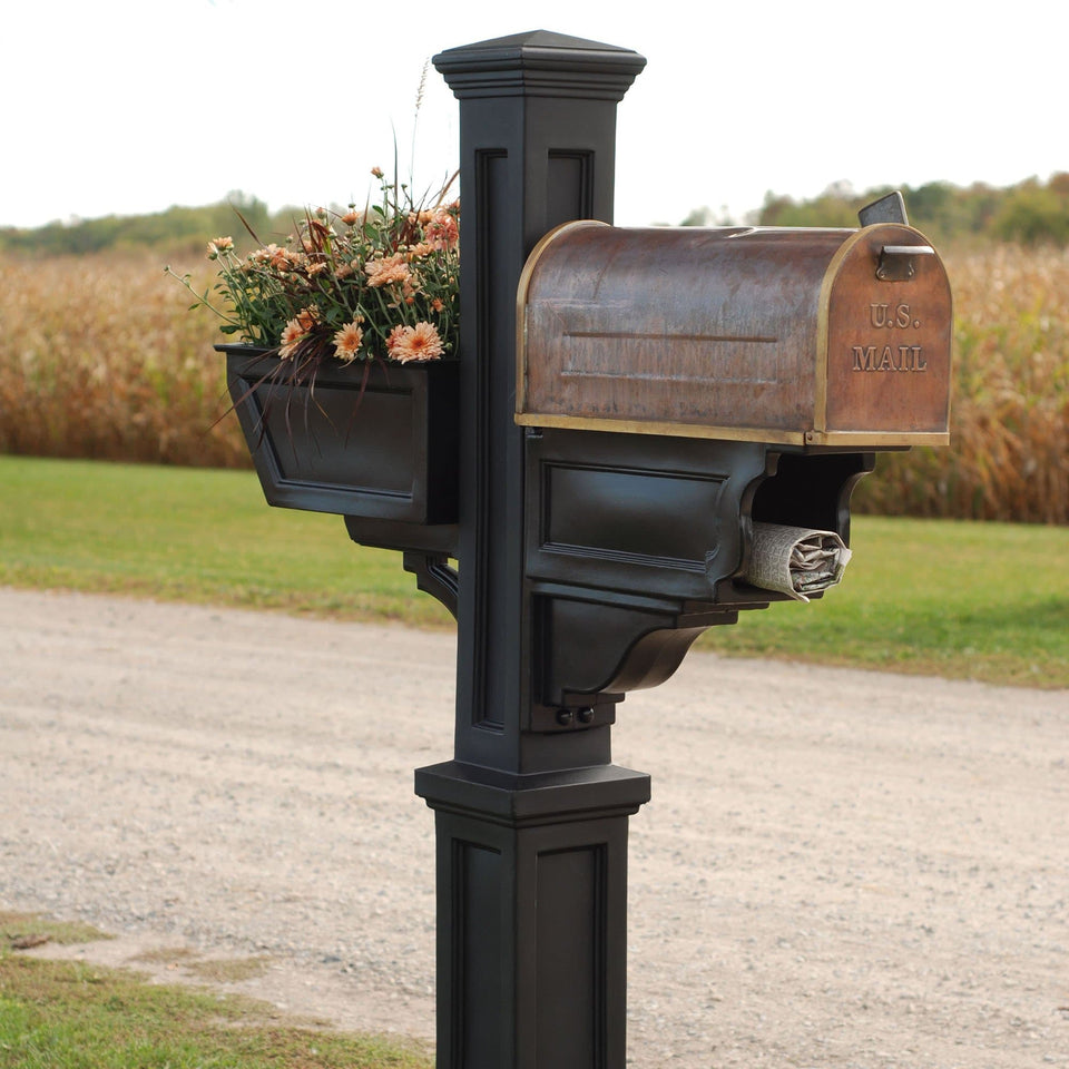 Mayne Signature Plus Mail Post with Mail Box Holder and Planter