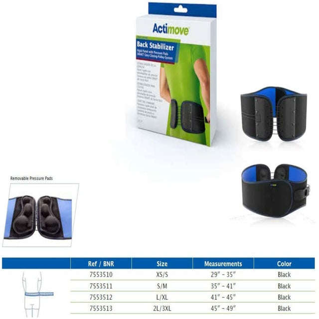 Actimove Back Support Rigid Panel - Pressure Pads, Easy-Closing-System