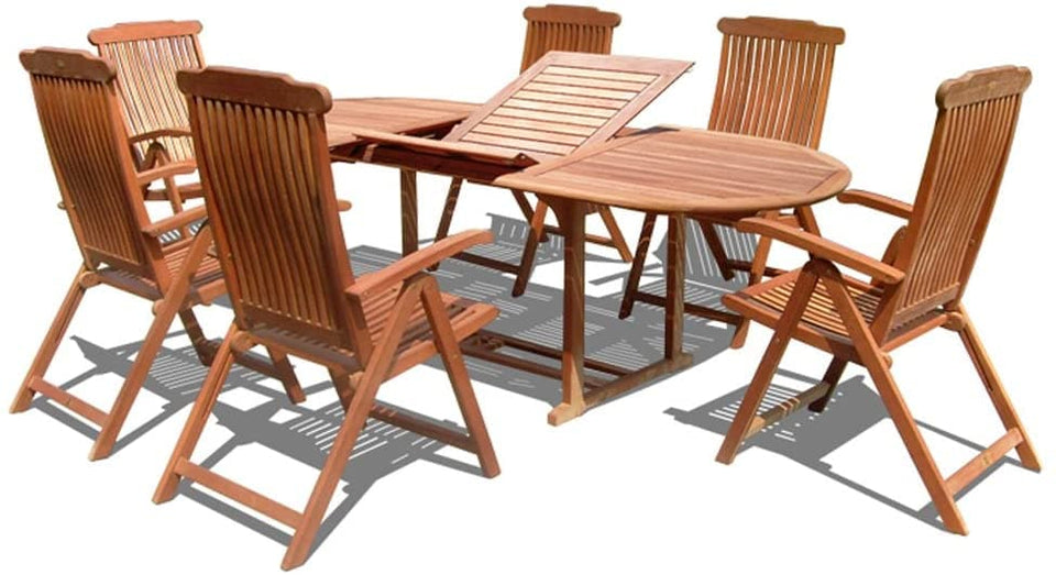 Vifah Malibu Outdoor 9piece Wood Patio Dining Set w/ Extension Table