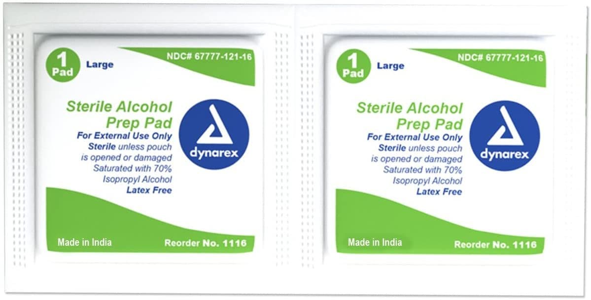 Dynarex Sealed Alcohol Sterile Prep Pads -  Large - Senior.com Alcohol Wipes