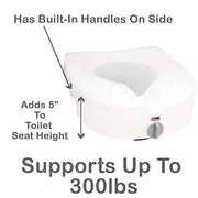 Carex E-Z Lock Raised Toilet Seat - 5 Inches Riser For Round Or Elongated Toilets - Senior.com Raised Toilet Seats