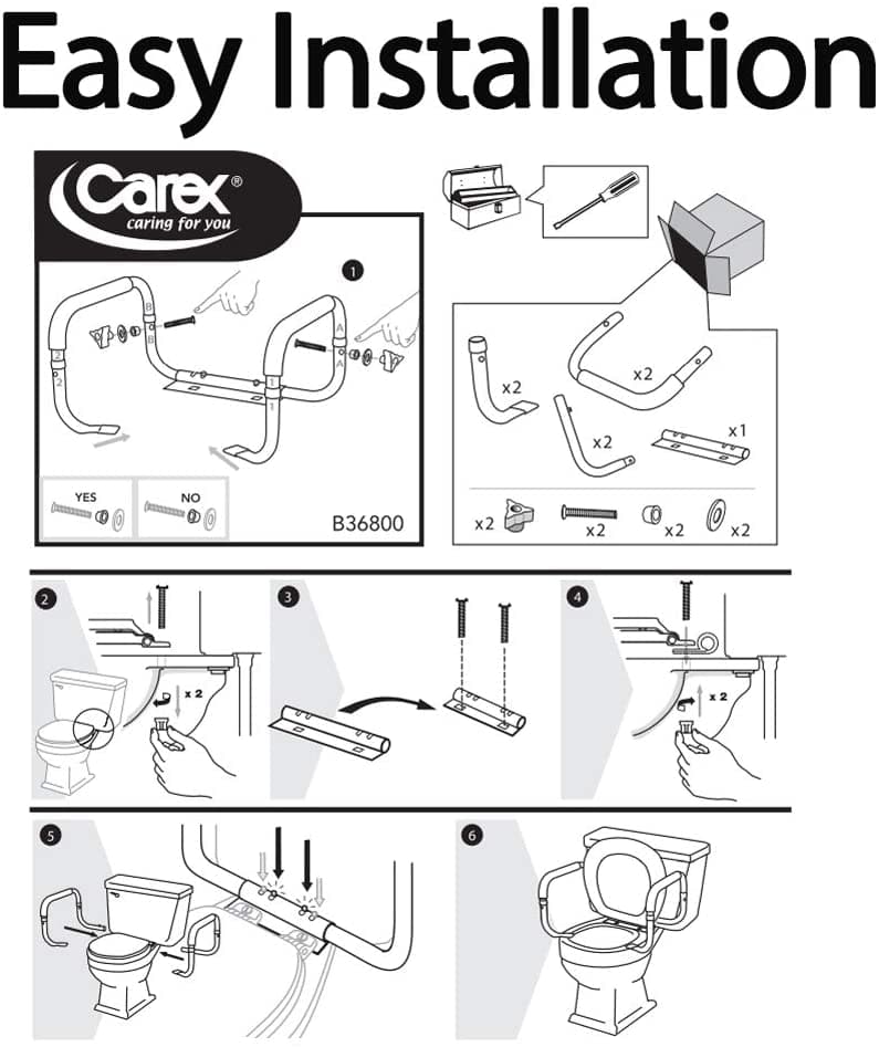 Carex Toilet Safety Frame with Adjustable Width - Easy Installation - Senior.com Toilet Safety Frames