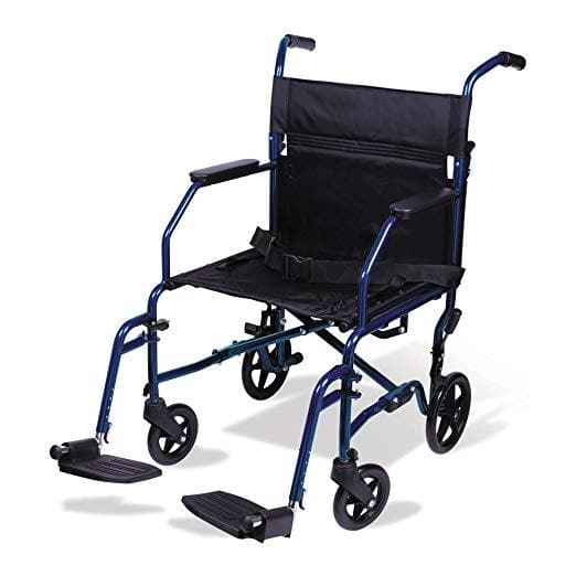 Carex Folding Transport Wheelchair with Foot Rests -  19 inch Seat - Senior.com Transport Chairs