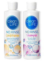 Clean Life No-Rinse Shampoo and Conditioner Bundle - 8 fl oz per Bottles - Senior.com Shampoo & Conditioner Sets