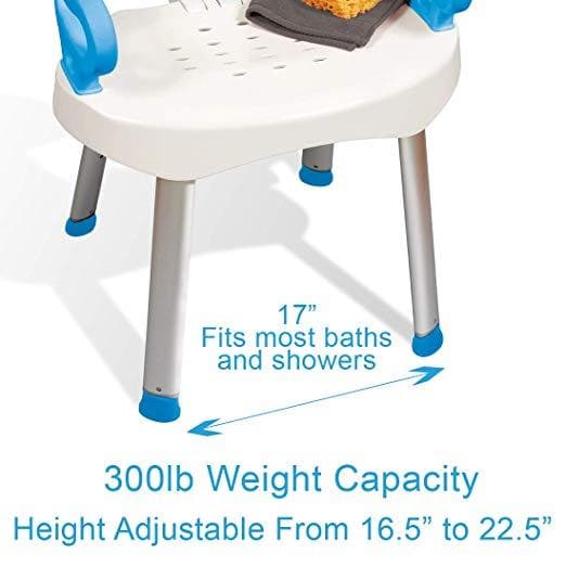 Carex Folding Portable Premium Shower Chair with Backrest & Handles - Senior.com Bath Benches & Seats