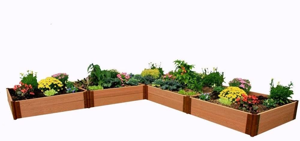 Frame It All Classic Sienna Raised Garden Bed ‘L’ Shaped - 12' x 12' x 11” - Senior.com Raised Gardens