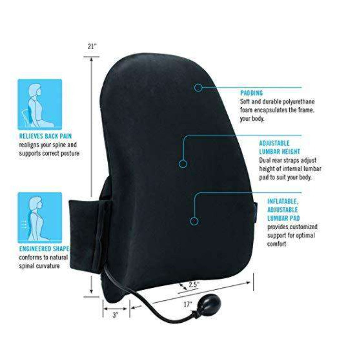 Inflatable Lumbar Support Pillow, Portable Lumbar Support Backrest