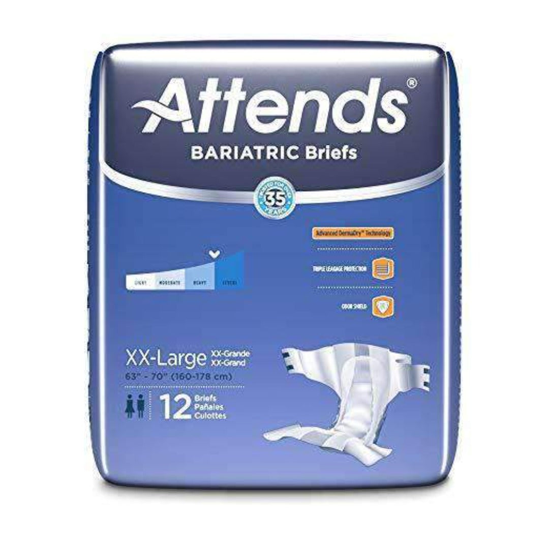 Attends Unisex Bariatric Briefs with Advanced DermaDry Technology for Adult Incontinence Care-Case - Senior.com Incontinence