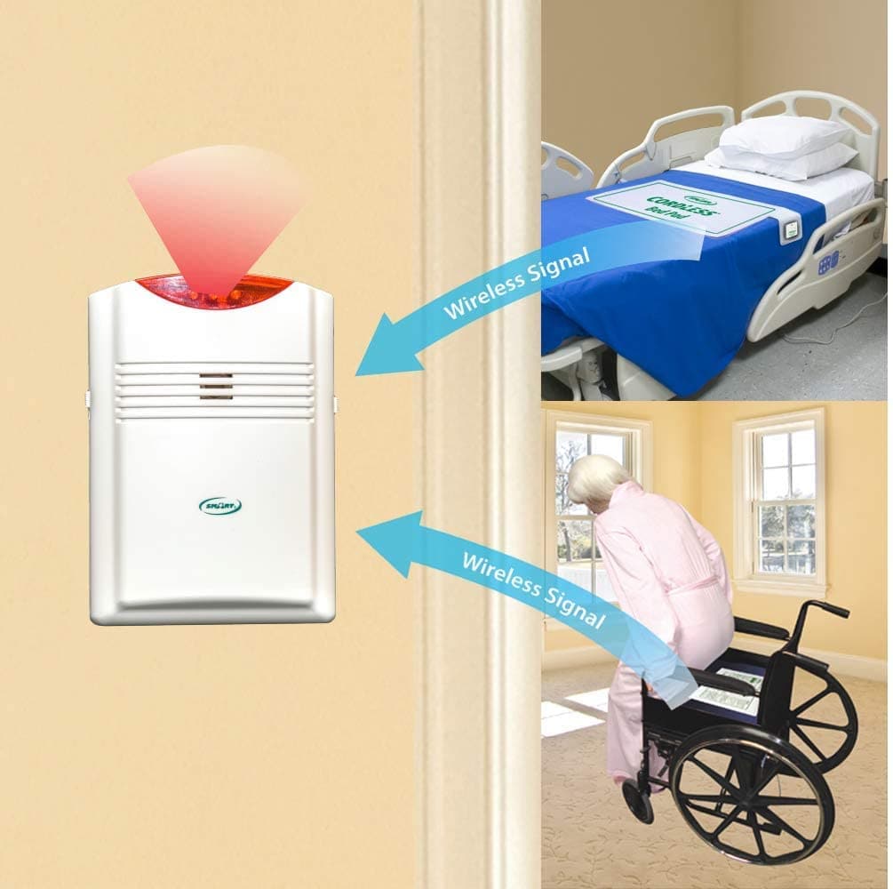 Smart Caregiver Cordless Bed and Chair Exit System - Includes Monitor with 20in x 30in Bed Pad and 10in x 15in Chair Pad - Senior.com Motion Sensors