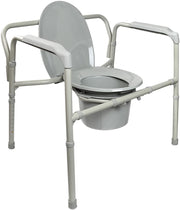 McKesson Bariatric Folding Steel Bedside Commode Chair with Fixed Arms - Senior.com Commodes