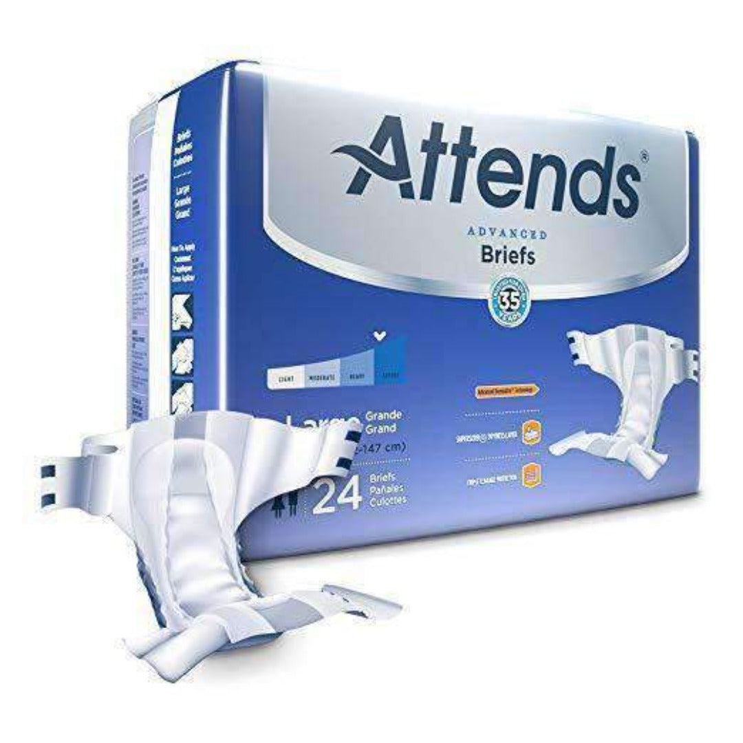 Attends Advanced Unisex Briefs with Advanced Dry-Lock Technology for Adult Incontinence Care-Case - Senior.com briefs