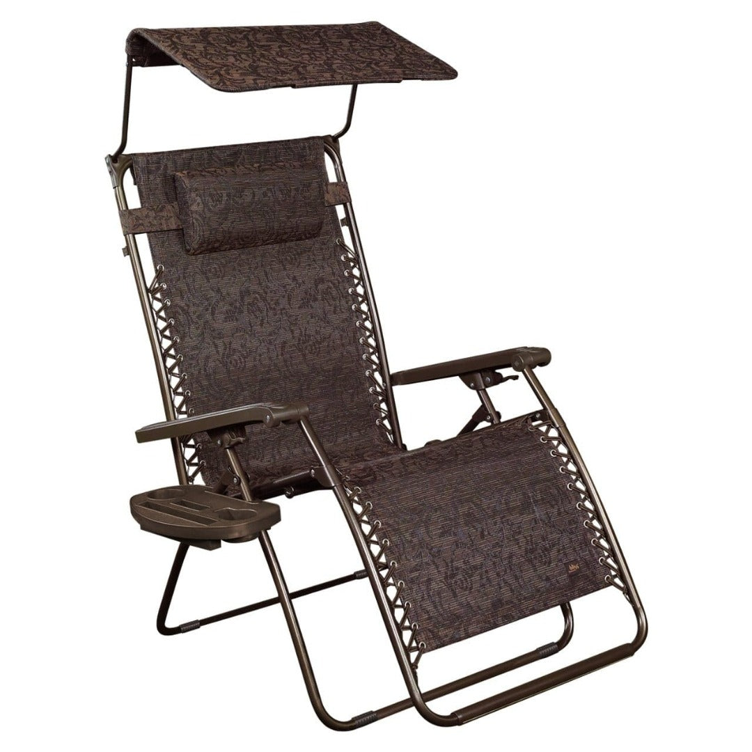 Bliss Hammocks 30" Wide XL Zero Gravity Chair w/ Canopy, Pillow, & Drink Tray - Senior.com Outdoor Chairs