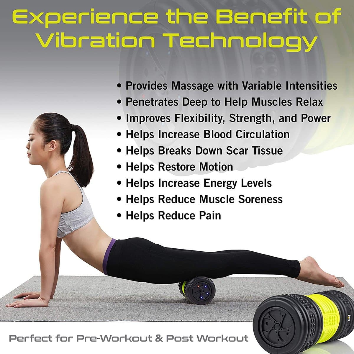 HealthSmart Deep Tissue Massaging Therapy Foam Roller - Four Speed Vibrations - Senior.com Massage Rollers