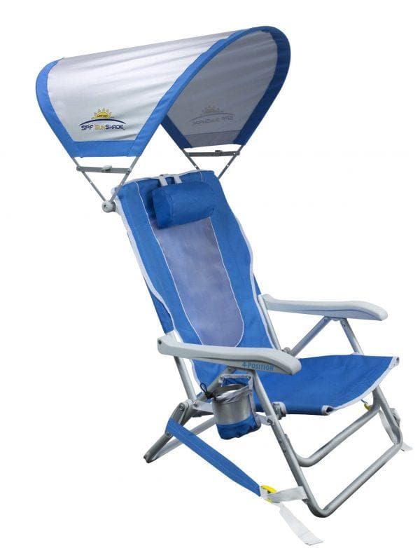 GCI Outdoor SPF SunShade Backpack Beach Chair with 4 Position Backrest - Senior.com Beach Chairs