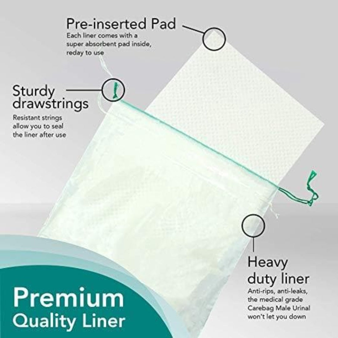 Carebag Medical Grade Male Travel Urinal Bag with Super Absorbent Pad