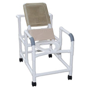 MJM International Echo Reclining Shower Chair w/ Deluxe Elongated Open Front Commode - Senior.com Shower Chairs