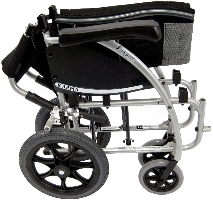 Karman S-Ergo 115 ultra lightweight  Folding Transport Wheelchair with Companion Brakes - Senior.com Transport Chairs