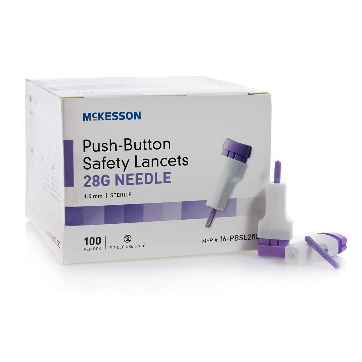 McKesson Push Button Activated Safety Lancets - 28 & 30 Gauge - Senior.com Lancets