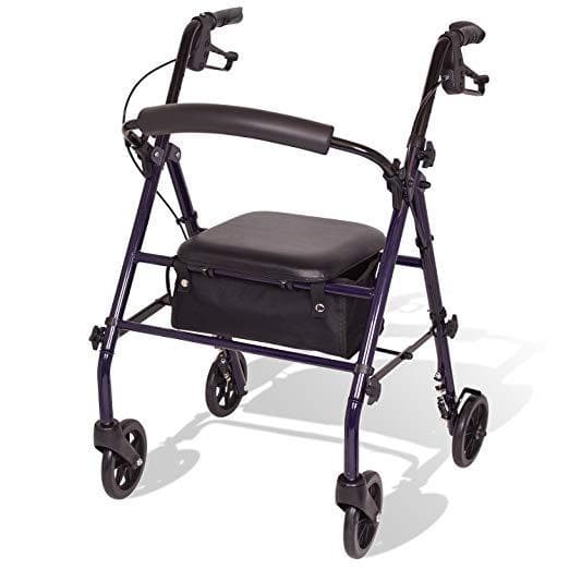 Carex Steel Rollator Rolling Walker with Seat and Back Support - Senior.com Rollators
