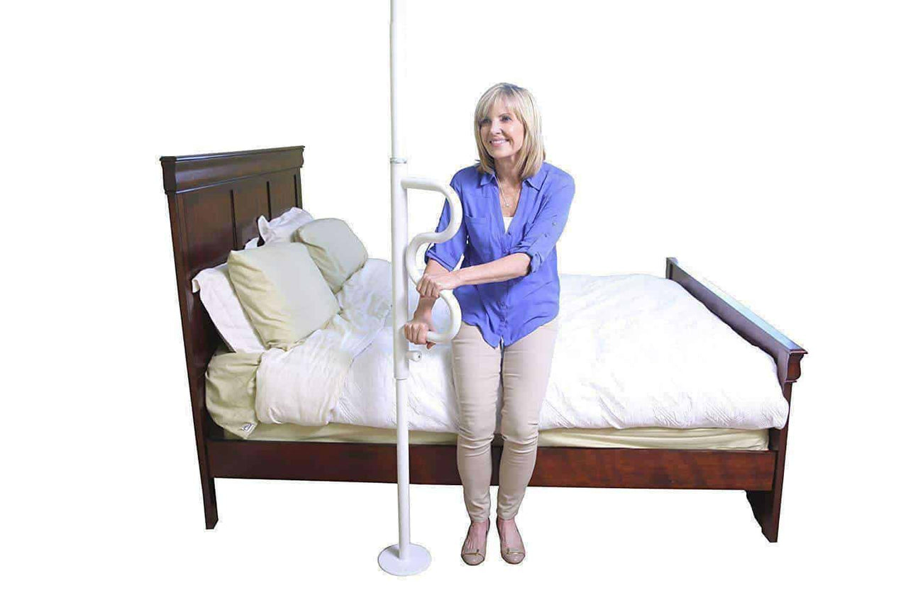 Stander Security Pole & Curve Grab Bar - Elderly Tension Mounted Transfer Pole & Bathroom Assist Grab Bar - Senior.com Bedroom Accessories
