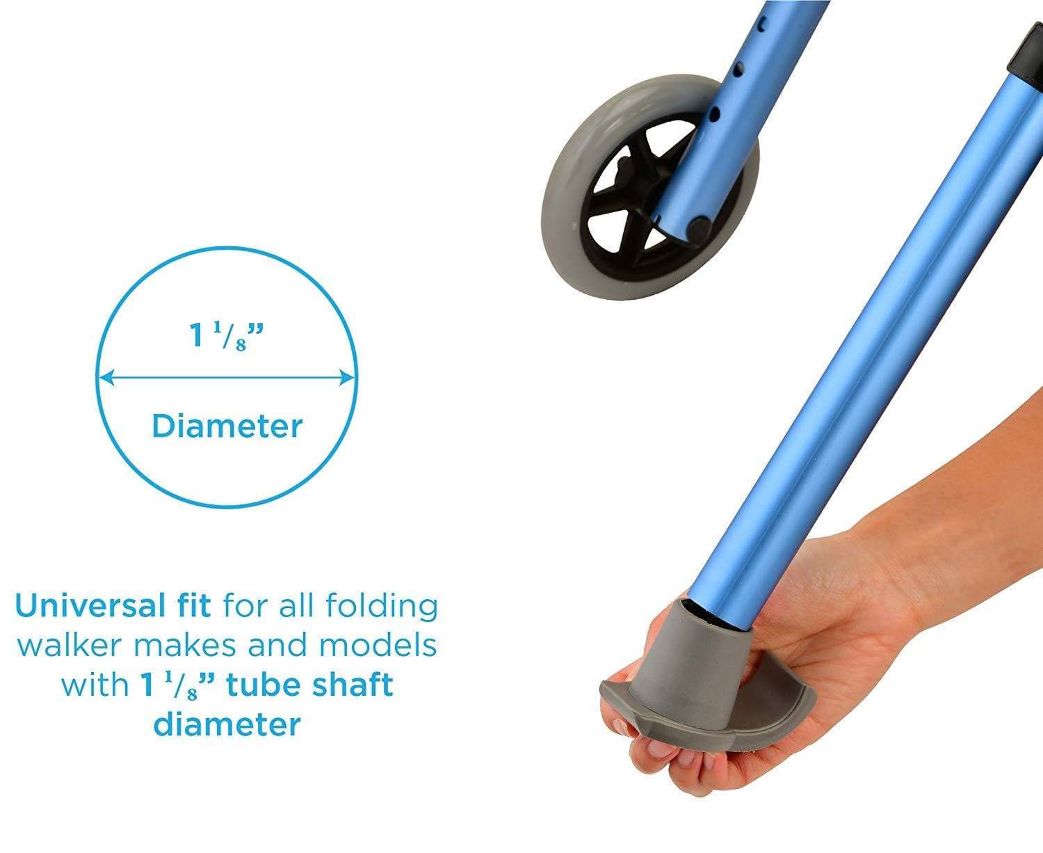 Nova Medical Walker Ski Glides - 1” Tube Shaft Diameter - Senior.com Walker Parts & Accessories