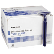 McKesson Single Edge Twin Blade Disposable Razor - Box of 50 - Senior.com 