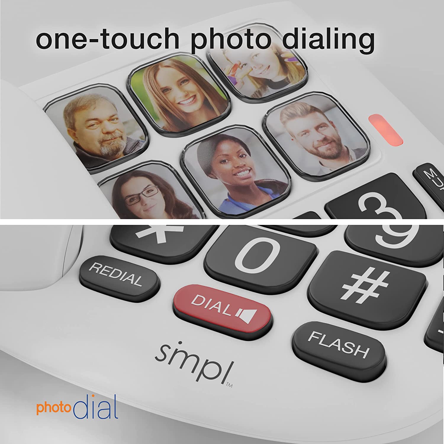 SMPL Photo Dial Phone - 6 One-Touch Photo Memory Buttons - Senior.com Corded Phones