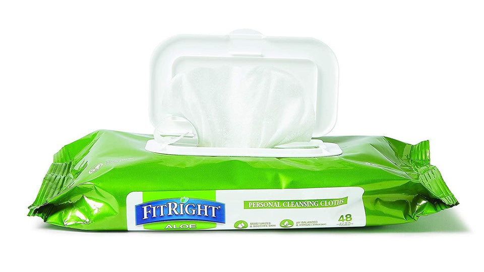 FitRight AloeTouch Aloe Personal Cleansing Cloth Wipes Scented