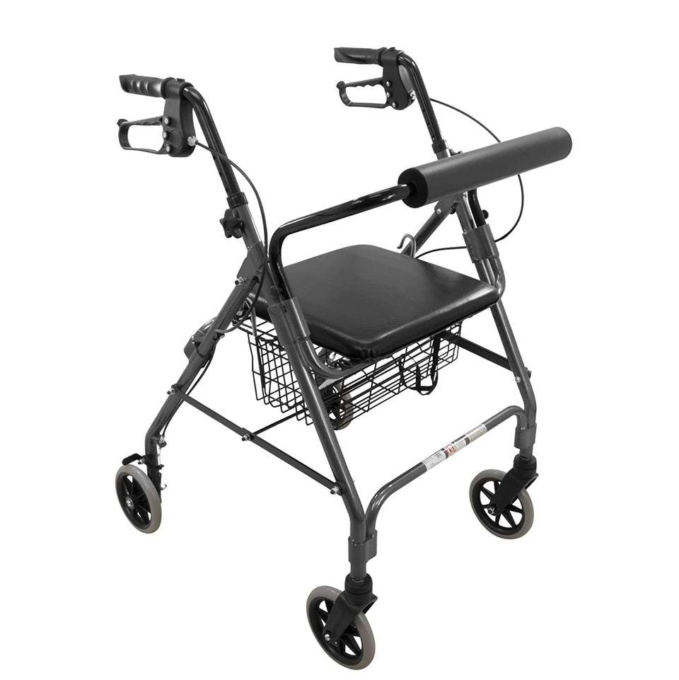 ProBasics Aluminum Rollator Rolling Walker with Seat & 6-inch Wheels